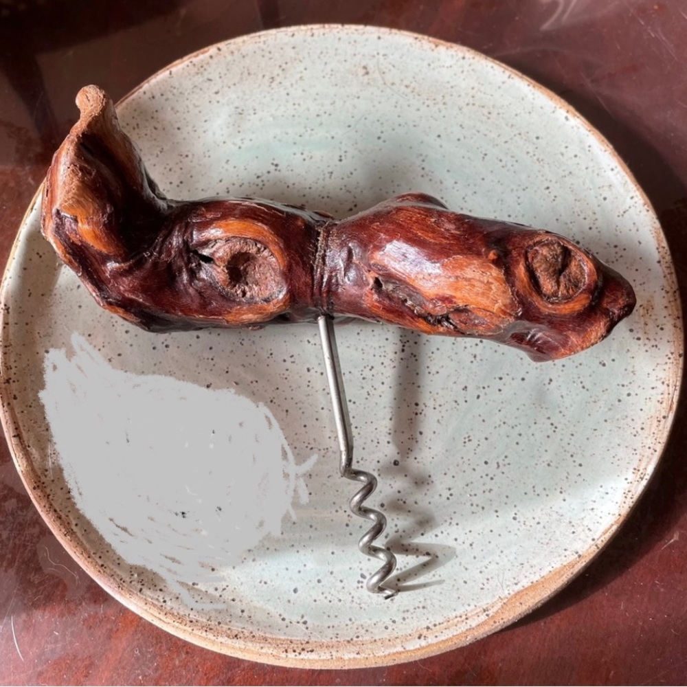 VTG ITALY Wine Corkscrew
Opener, France 1970s Burl Grape Vine